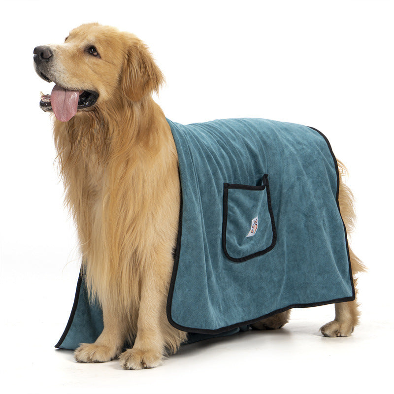 Super Absorbent Quick-Dry Dog Bath Towel Glove with Pockets