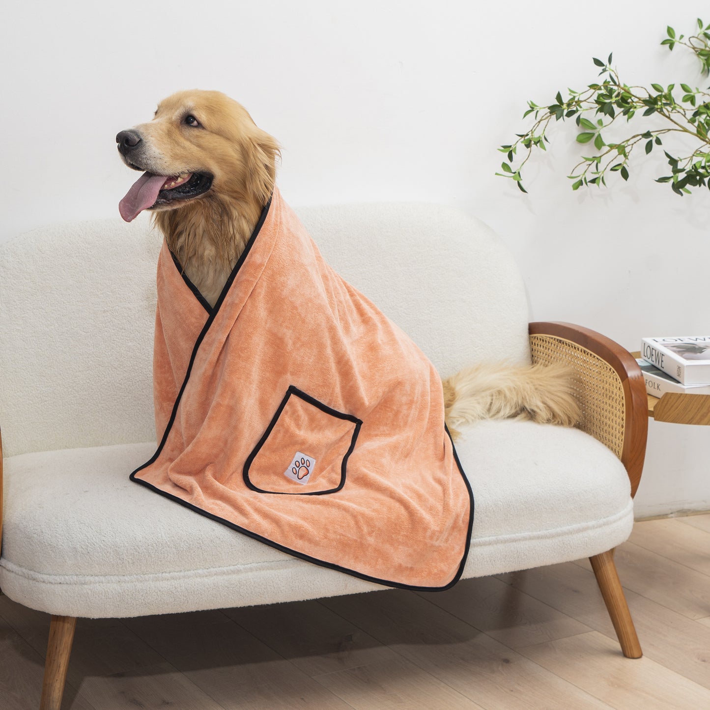 Super Absorbent Quick-Dry Dog Bath Towel Glove with Pockets