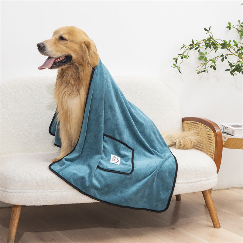 Super Absorbent Quick-Dry Dog Bath Towel Glove with Pockets